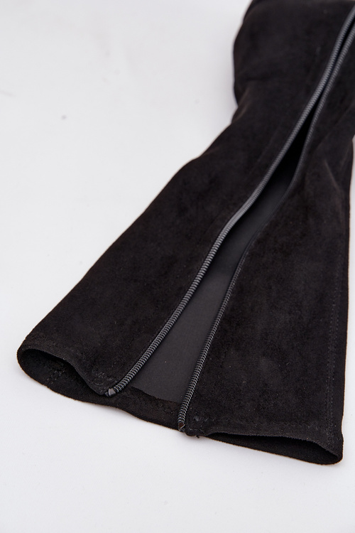 Kozaki Damskie Na Niskim Obcasie Eko Zamszowe Sergio Leone KZ212 Czarne