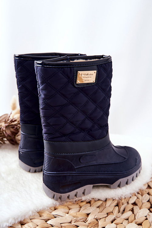 Dziecięce Śniegowce Ocieplone Futerkiem Granatowe Mussi