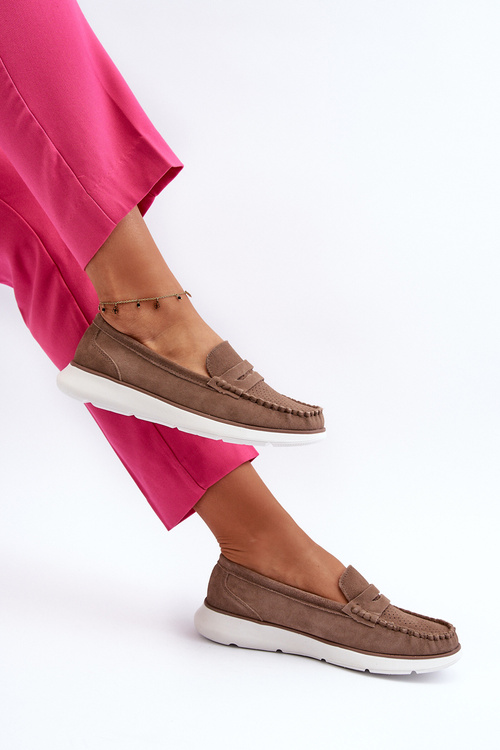 Zamszowe Mokasyny Na Platformie Sergio Leone SP012 Brązowe