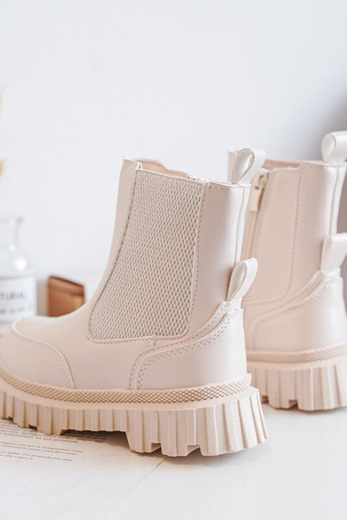 Botki Dziecięce Na Suwak Ocieplane Beżowe Jolynn