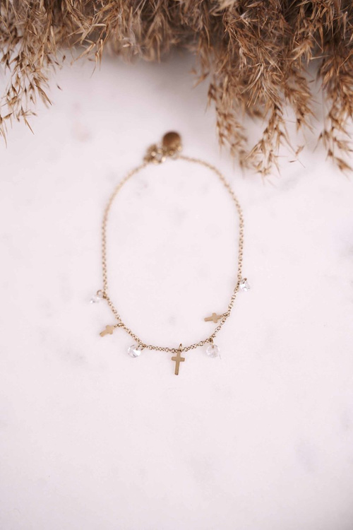 Bransoletka Celebrytka Krzyżyki i Cyrkonie Złota Subtle