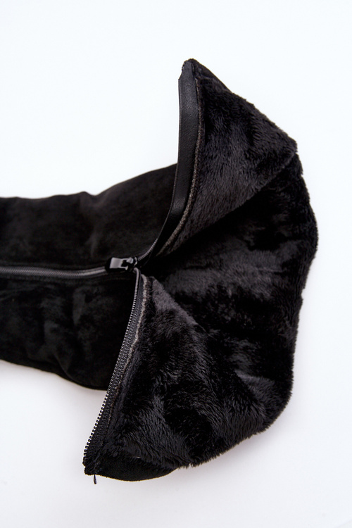 Kozaki Damskie Zamszowe Na Platformie S.Barski HY53-8 Czarne