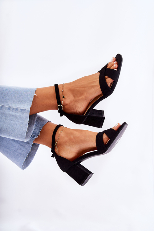 Klasyczne Damskie Sandałki Na Słupku Czarne Ester