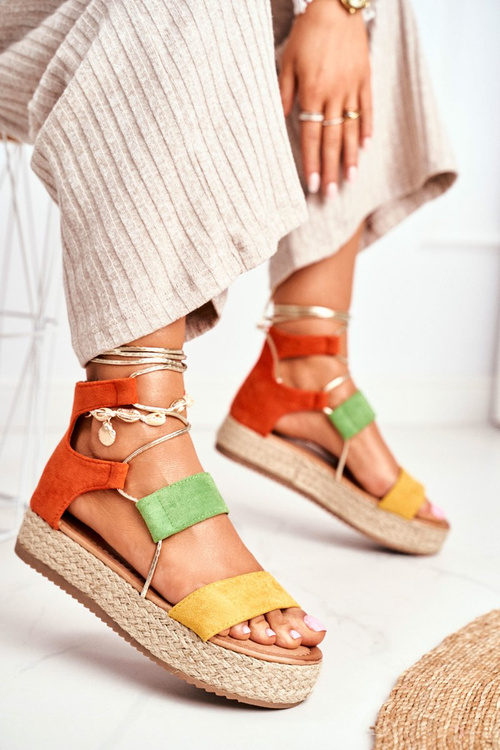 Espadryle Damskie Na Platformie Wiązane Żółte Fuerta