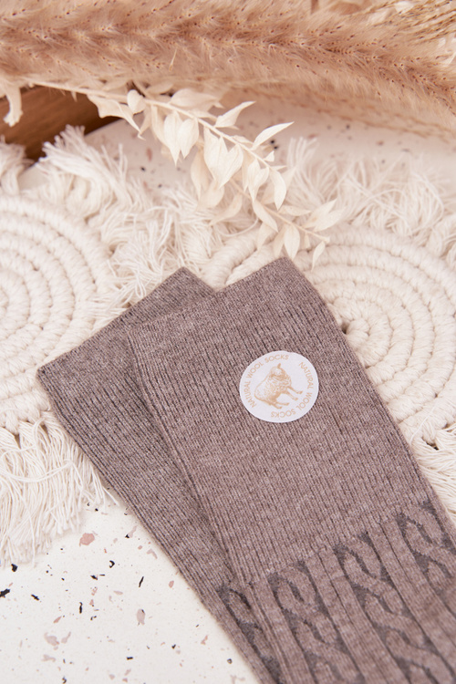 Długie Wełniane Skarpetki Damskie Szare