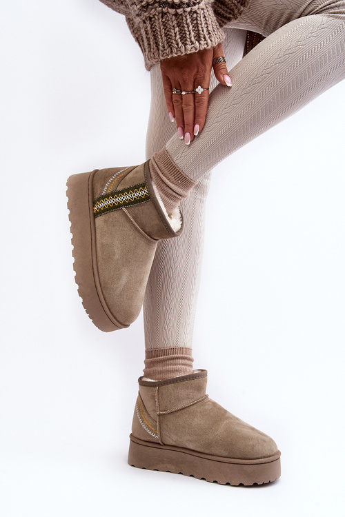 Śniegowce Damskie Na Platformie Ocieplane Zielone Lomessa