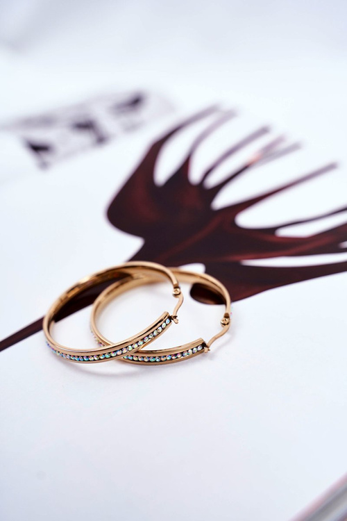 Damskie Kolczyki Koła Złote Wiszące Cyrkonie Luxury