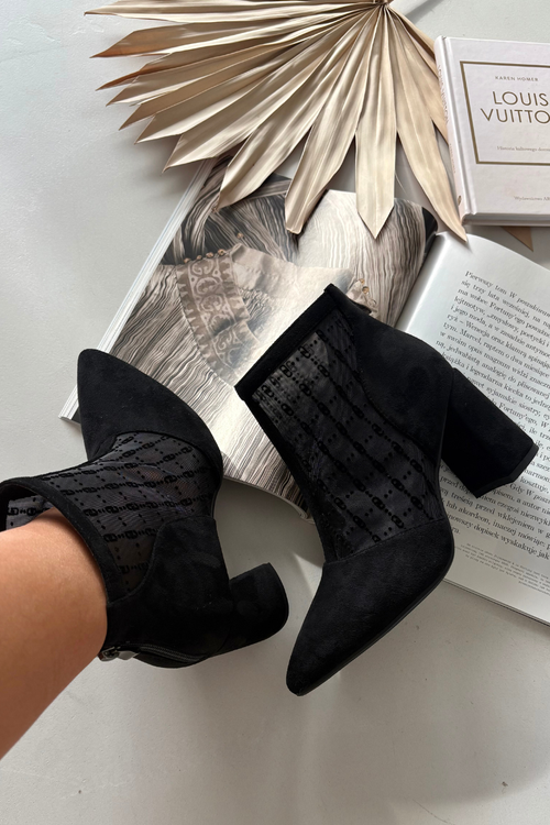 Botki Damskie Na Słupku Z Siateczką D&A LZ52-944 Czarne