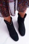Botki Damskie Na Koturnie Płaski Obcas Ocieplane Za Kostkę Czarne Deminis
