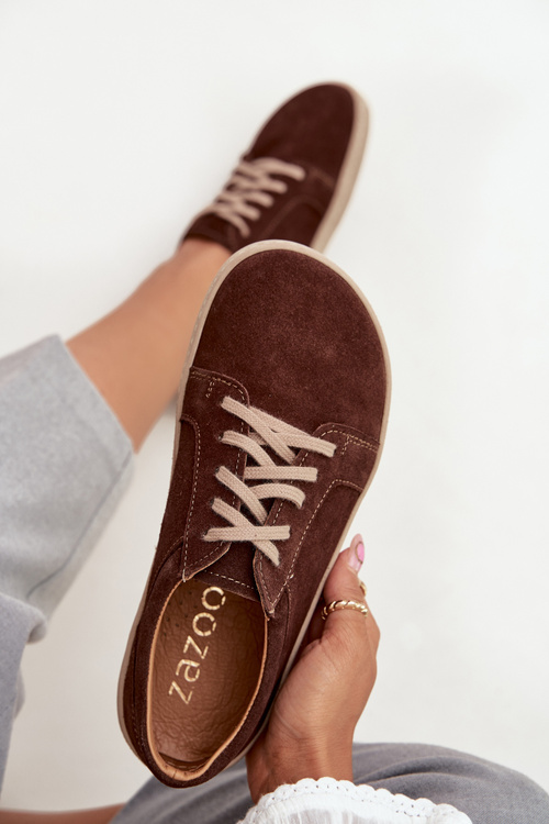 Trampki Typu Barefoot Z Naturalnego Zamszu Zazoo 314 Czekoladowe