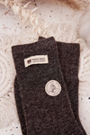 Ciepłe Wełniane Skarpetki Damskie Z Naszywką Ciemnobrązowe