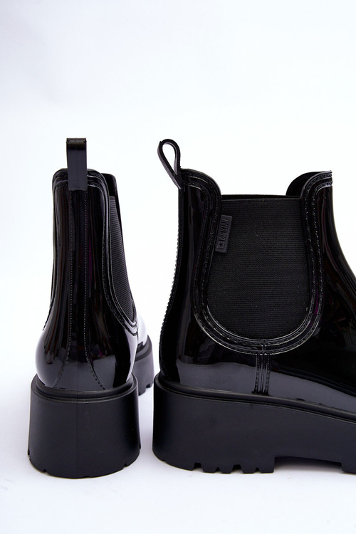 Lakierowane Kalosze Botki Na Platformie Big Star MM274395 Czarne