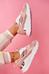 Sportowe Damskie Buty Sneakersy Biało Różowe Martina