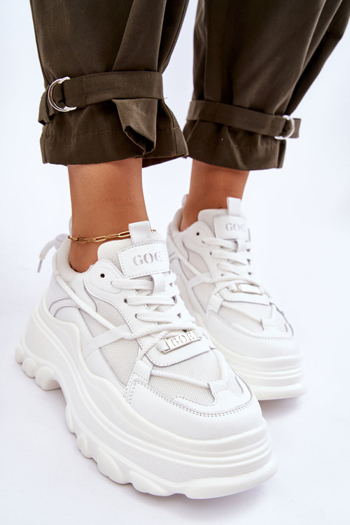 Buty Sportowe Na Masywnej Platformie GOE LL2N4029 Białe