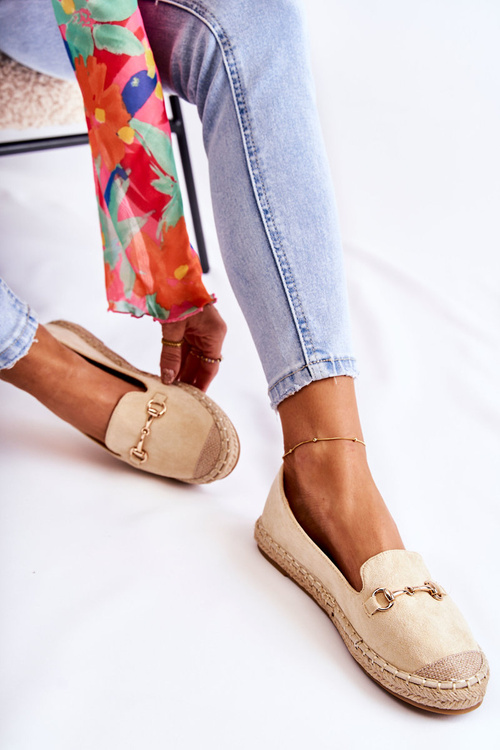 Klasyczne Wsuwane Damskie Espadryle Beżowe Oresa