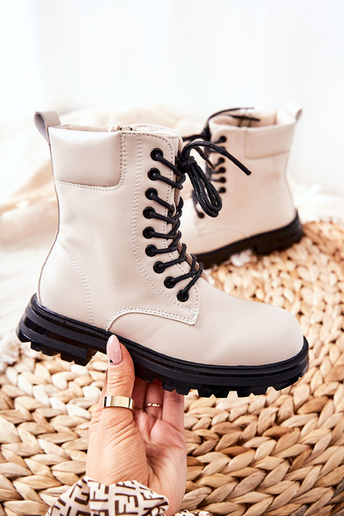 Klasyczne Dziecięce Botki Na Suwak Beżowe Clarika