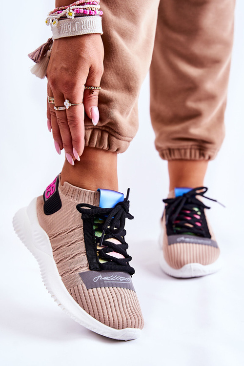 Damskie Wsuwane Sportowe Buty Sneakersy Beżowe Klayra