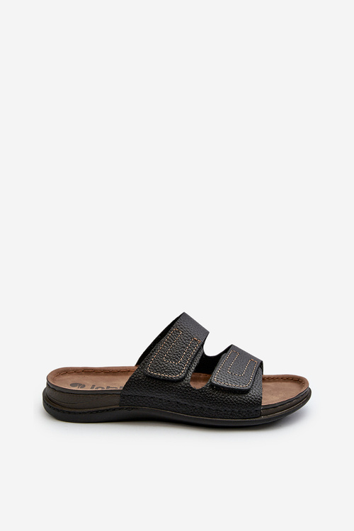 Wygodne Klapki Męskie Z Paskami Na Rzepy Inblu GV00002I Czarne