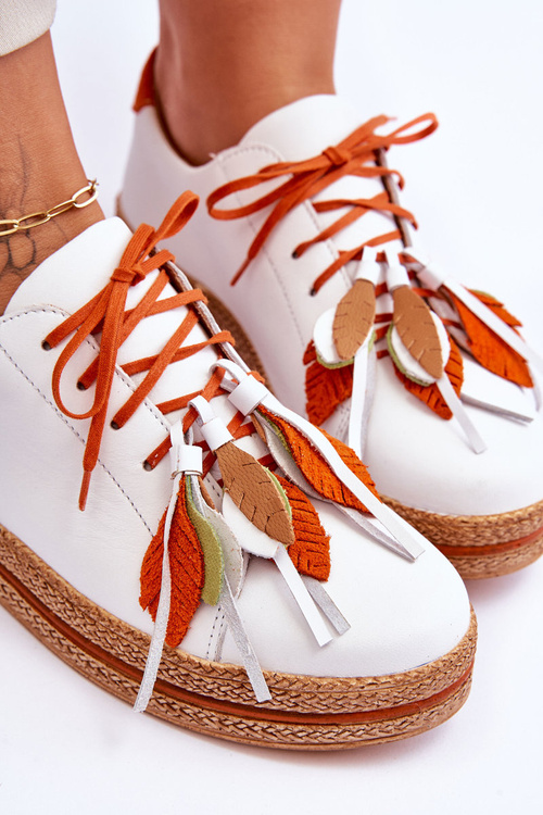 Skórzane Półbuty Maciejka 04550-11 Białe