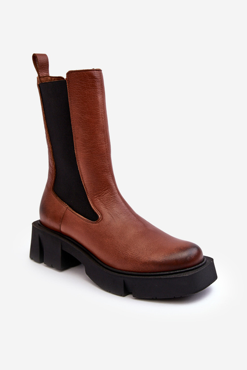 Damskie Botki Sztyblety Laura Messi 2693/229 Brązowe