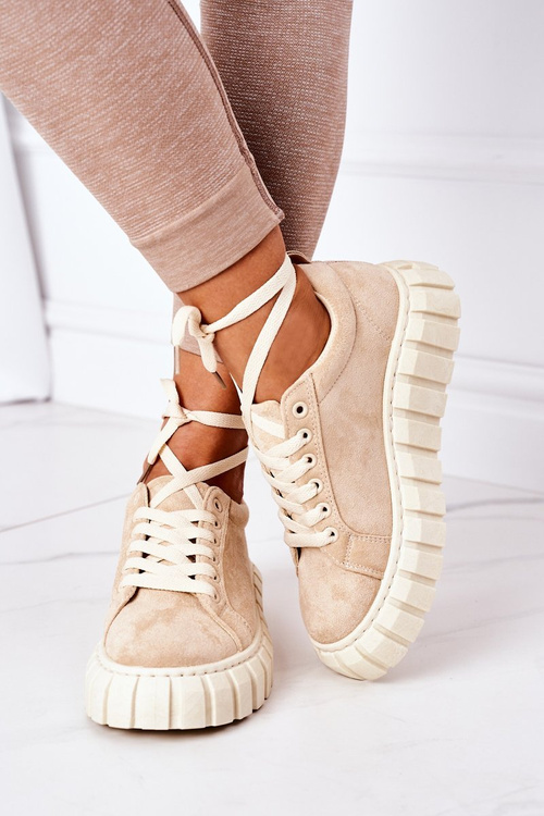 Zamszowe Tenisówki Na Platformie Beżowe Whatever