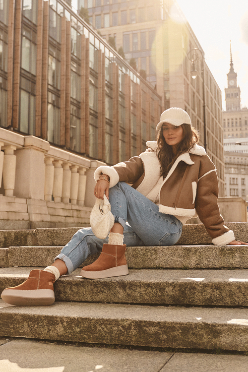 Damskie Zamszowe Śniegowce Maciejka 06257-29 Brązowe