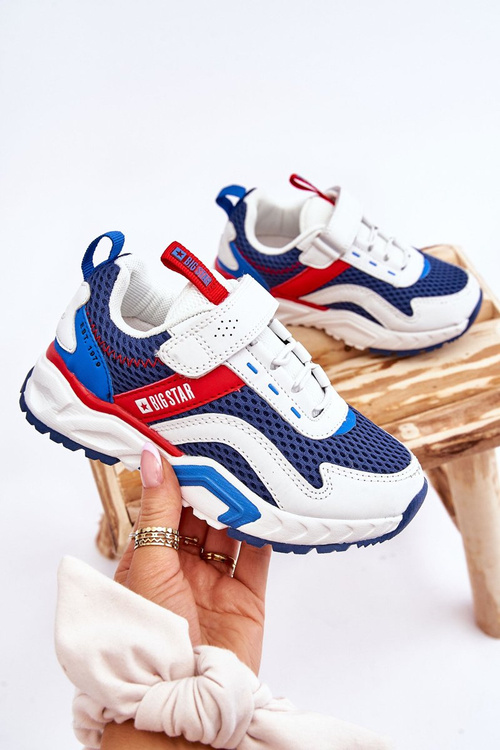 Dziecięce Sportowe Buty Na Rzep Big Star JJ374259 Biało-Granatowe