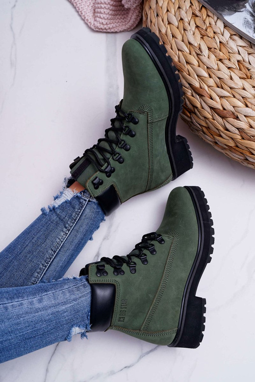 Damskie Botki Trapery Big Star Zielone EE274031