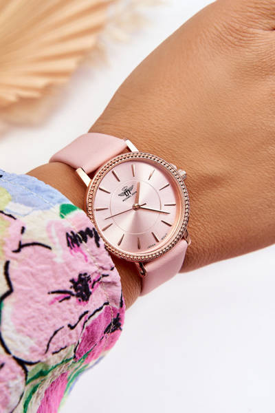 Damski Klasyczny Zegarek Na Pasku Michael John Różowy