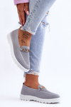 Damskie Wsuwane Tenisówki Slip-On Z Ozdobą Szare Alena
