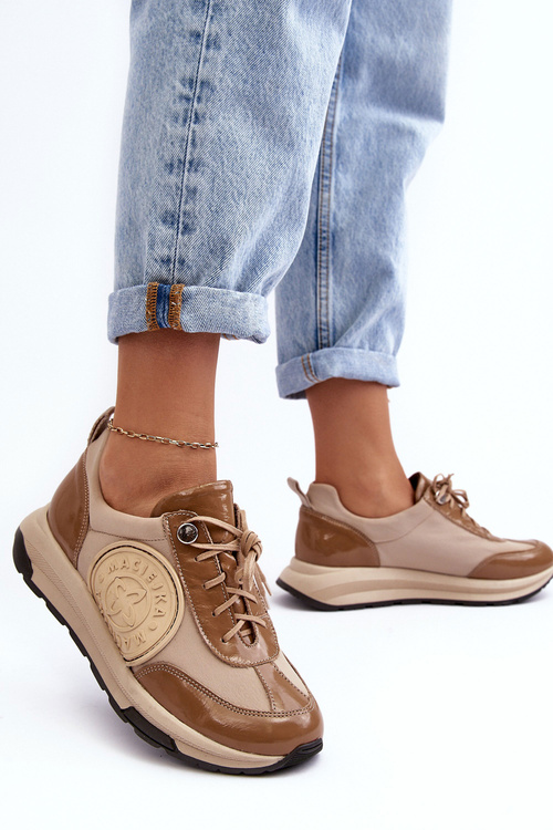 Damskie Buty Sportowe Skórzane Maciejka 06295-04 Beżowe