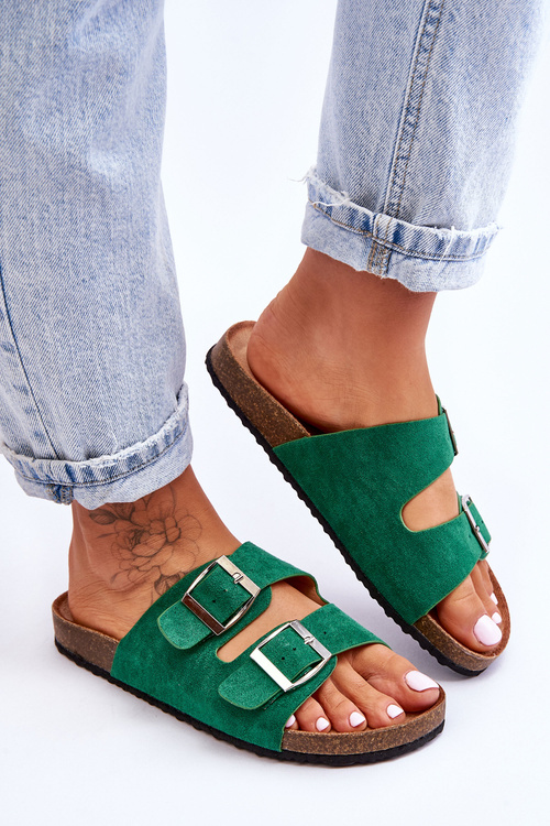 Damskie Klapki Wsuwane Zielone Destino