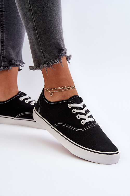 Tenisówki Trampki Damskie Klasyczne Czarne Olvali