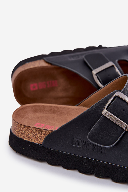 Lekkie Klapki Męskie Z Klamrami Eko Skóra Big Star NN174531 Czarne