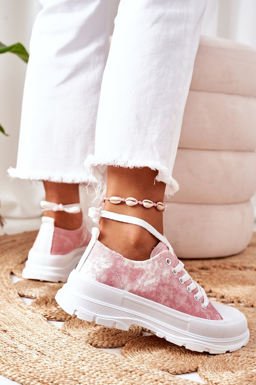Trampki Na Platformie Różowe Z Efektem Tie-Dye Travel Time