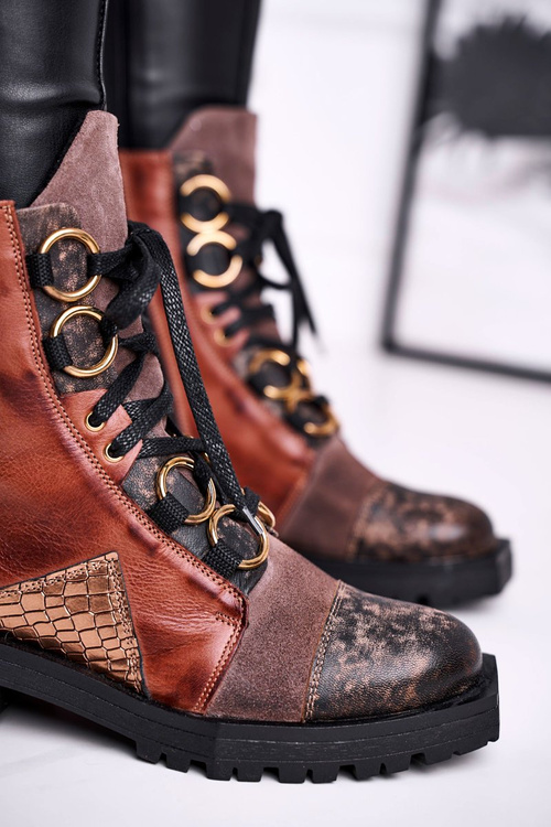 Botki Damskie Skórzane Trzewiki Maciejka Rude 04184-29/00-3