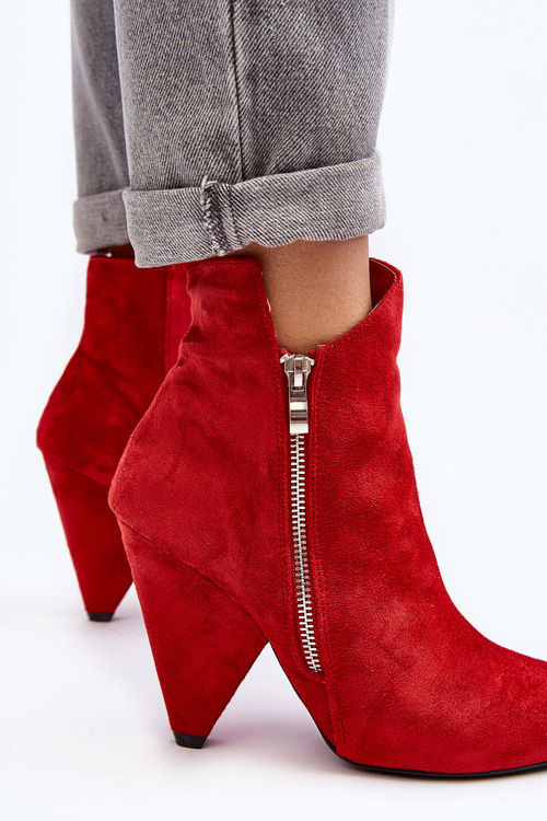 Asymetryczne Botki Na Obcasie Lu Boo Czerwone