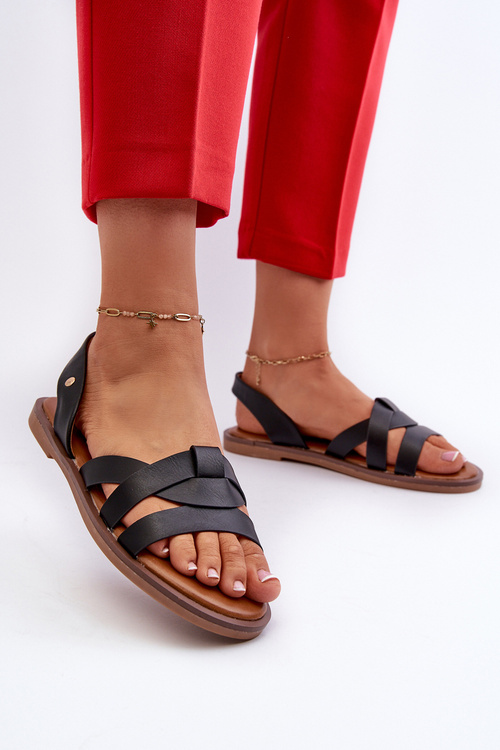 Płaskie Sandały Damskie Z Eko Skóry Vinceza 17347 Czarne