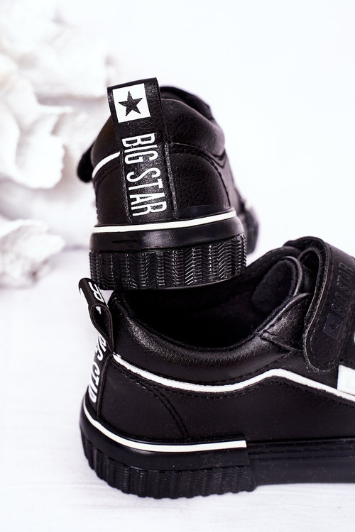 Dziecięce Skórzane Trampki Na Rzep BIG STAR HH374029 Czarne