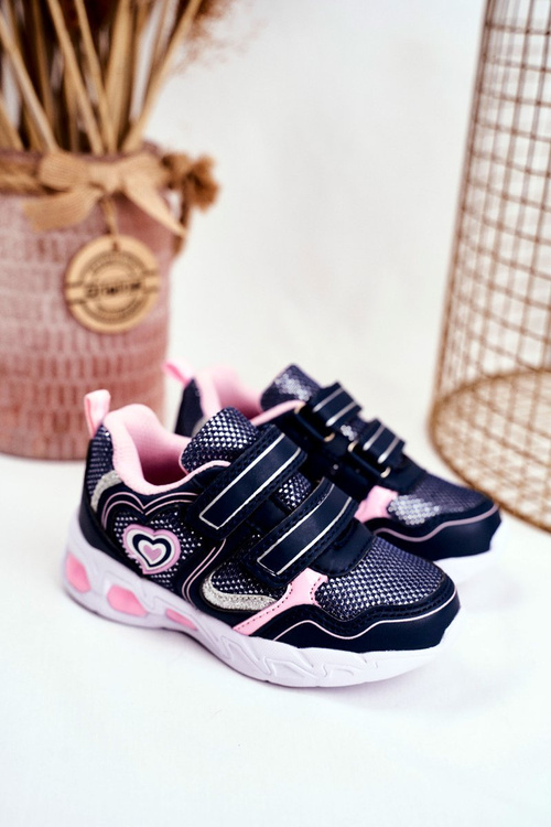 Sportowe Buty Dziecięce Świecące Na Rzepy Granatowe Scarlet