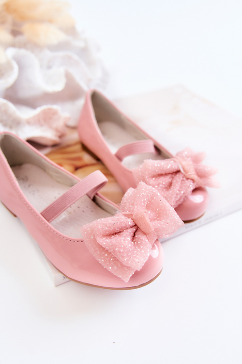 Dziecięce Lakierowane Balerinki Z Kokardą Różowe Zolly