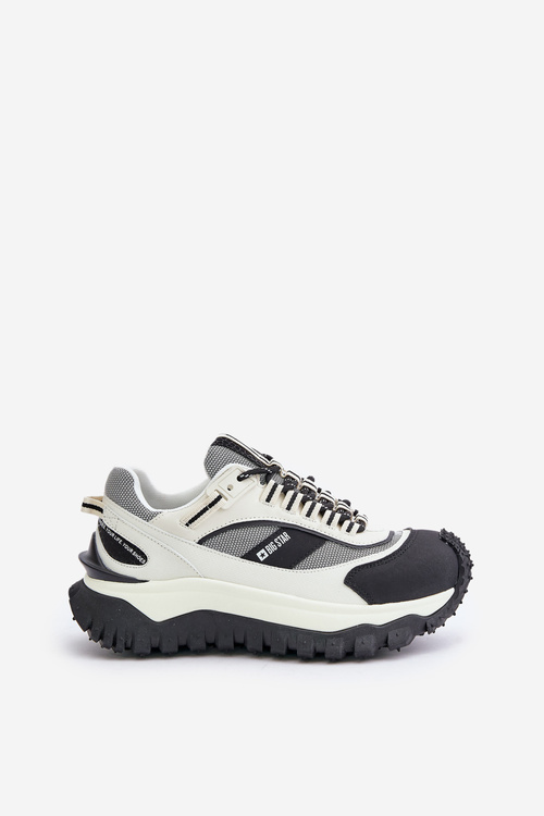 Skórzane Sneakersy Damskie Na Platformie Big Star OO274A220 HI-POLY SYSTEM Biało-Czarne