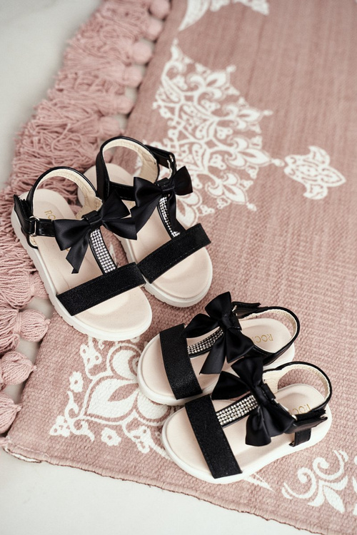 Dziecięce Sandałki Na Rzepy Dla Dziewczynki Czarne Bella