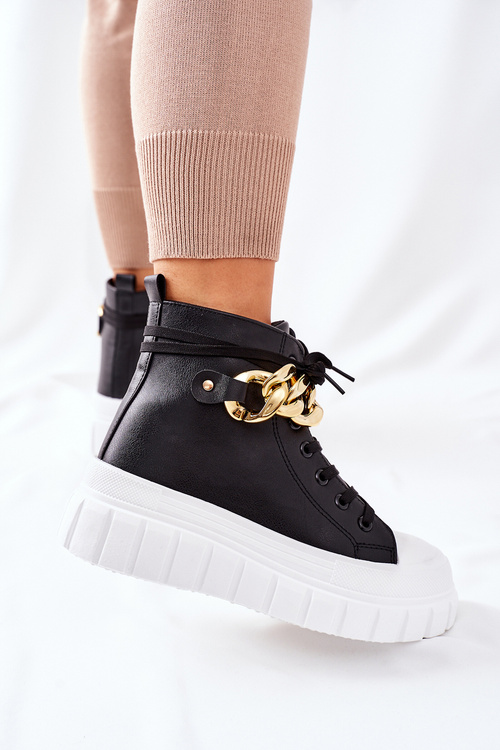 Wysokie Trampki Na Platformie Czarne La Rocca