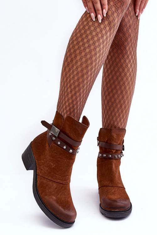 Ocieplane Botki Na Obcasie Camel Effie