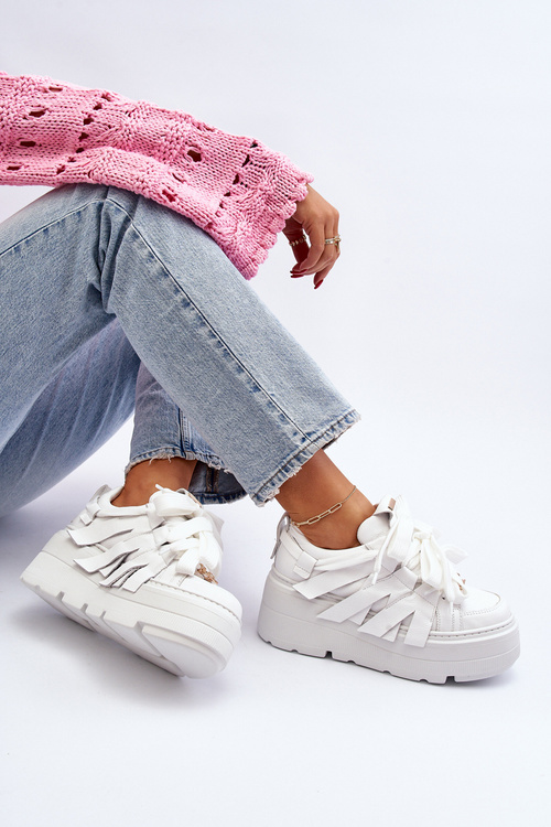 Zazoo 2F-7033 Sneakersy Na Masywnej Platformie Białe