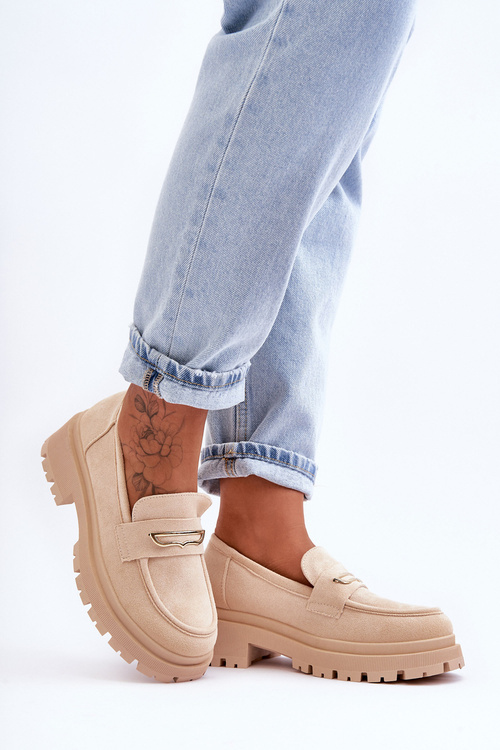 Damskie Zamszowe Wsuwane Mokasyny Beżowe Pure Love