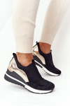 Sneakersy Na Koturnie Wsuwane Vinceza 10593 Czarno-Złote