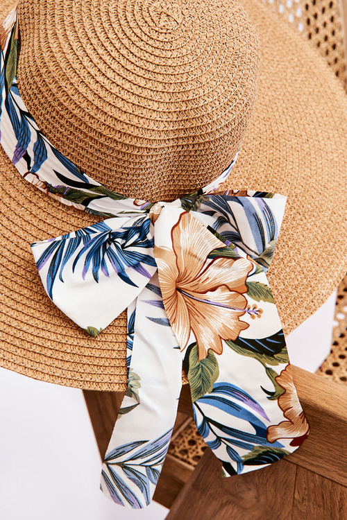 Elegancki Damski Kapelusz Z Materiałową Kokardą Beżowy