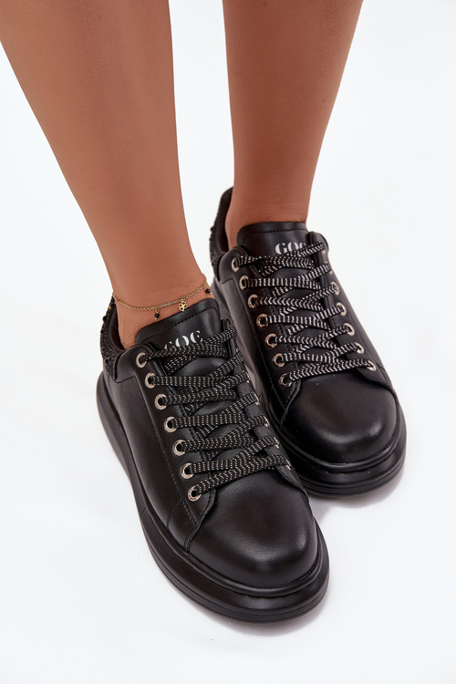 Sneakersy Damskie Z Naturalnej Skóry GOE OO2N4004 Czarne